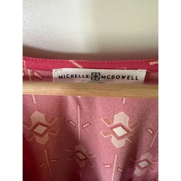 Melissa McDowell Womens S Hot Pink V Neck Mini Pullover Dress 3/4 Length Sleeves - Picture 4 of 5